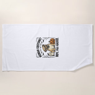 Serviette De Plage Chemise de pug Halloween Vintage Drôle de costume