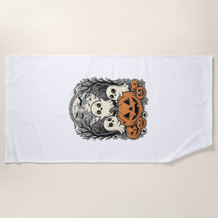 Serviette De Plage Chemise fantôme citrouille mignonne Gravure vintag
