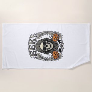 Serviette De Plage Chemise Graphique Crâne Halloween Gravure Vintage