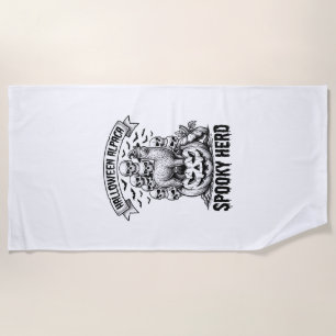 Serviette De Plage Chemise Halloween Alpaga Crâne Citrouille Design V