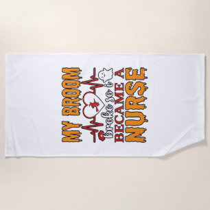 Serviette De Plage Chemise vintage drôle d'infirmière Halloween Mon b