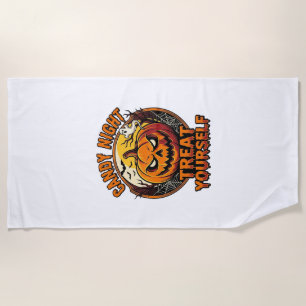 Serviette De Plage Chemise Vintage Halloween Pumpkin Treat Yourself_1