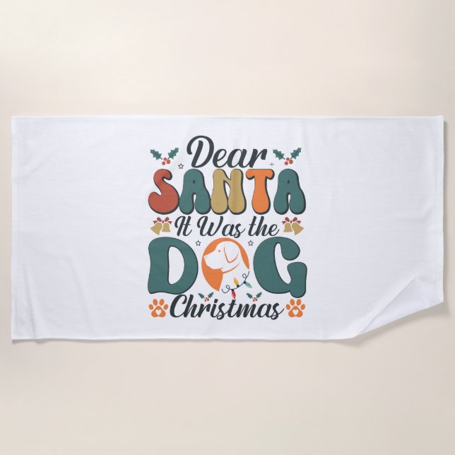 Serviette De Plage Cher Père Noël C'était le chien Noël-01 (Devant)