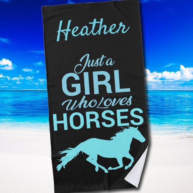 Serviette De Plage Cheval Gallop Une Fille Qui Aime Les Chevaux Perso (Horse Gallop A Girl Who Loves Horses Personalized Beach Towel)
