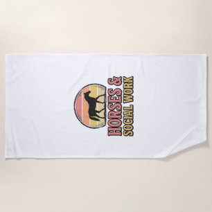 Serviette De Plage Cheval & Travail Social Retro Sunset Vector Design