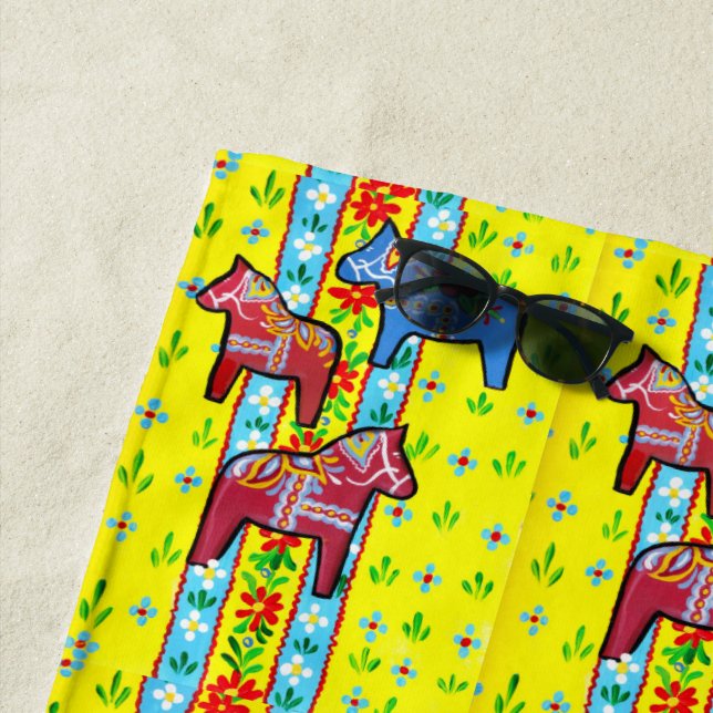 Serviette De Plage Chevaux de Dala (En situation)