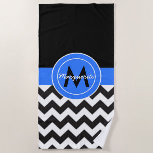 Serviette De Plage Chevron bleu noir
