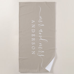 Serviette De Plage Chic Newlysée M. Mme Gray Monogrammed