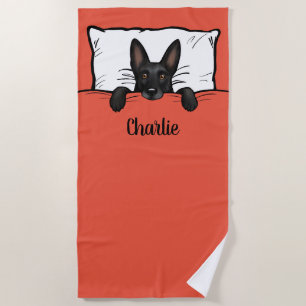 Serviette De Plage Chien berger allemand noir mignon personnalisé