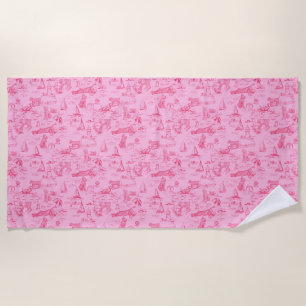 Serviette De Plage Chien de Mer Toile Rose 