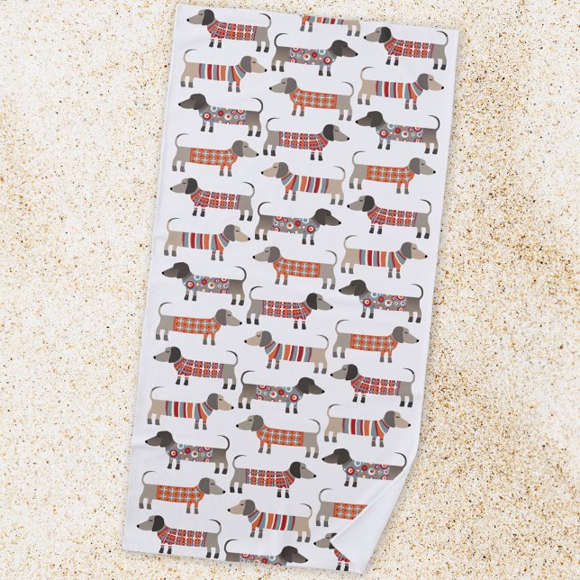 Serviette De Plage Chien de saucisse Dachshund (Fun Dachshund Wiener Sausage Dog beach towel for dog lovers)