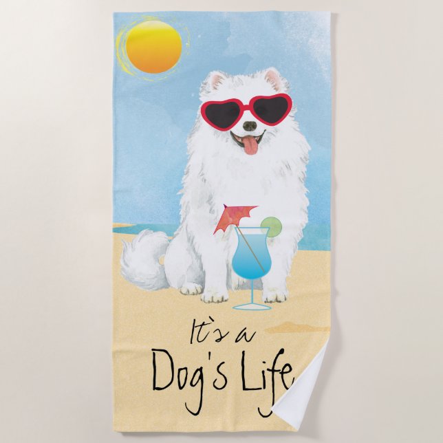 Serviette De Plage Chien d'été de l'Esquimau (Devant)