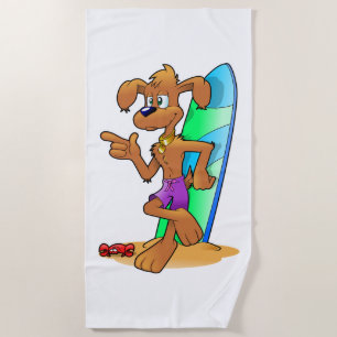 Serviette De Plage Chien surfeur