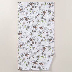 Serviette De Plage Chiens de comptage sur blanc