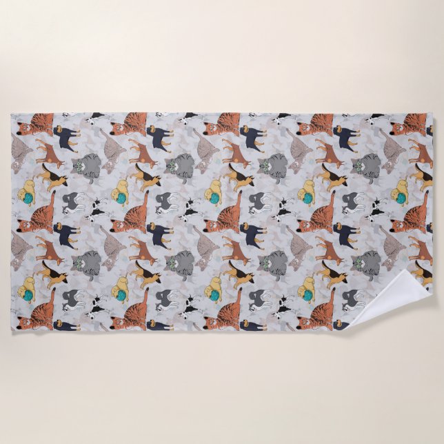 Serviette De Plage Chiens Et Chats Cutes Design Motif (Devant)