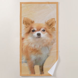 Serviette De Plage Chihuahua Peinture de Chien à long Haired Art orig