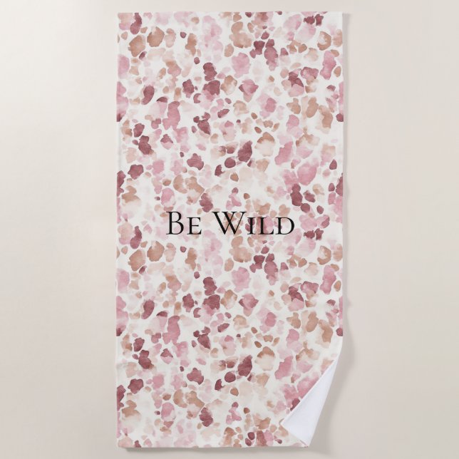 Serviette De Plage Chocolat à la crème rose Brown animal léopard Abst (Devant)