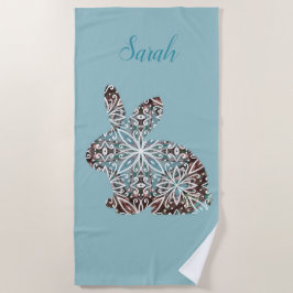 Serviette De Plage Chocolat et blues de Mandala Rabbit