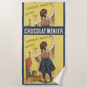 Serviette De Plage Chocolat Menier Fille Française Vintage 1892 Art