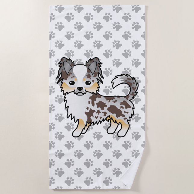 Serviette De Plage Chocolat Merle long manteau Chihuahua Chig & Paws (Devant)