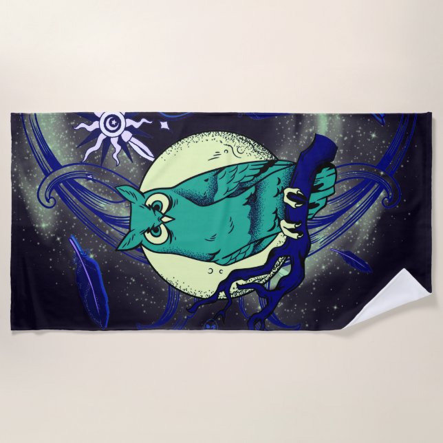 Serviette De Plage Chouette et fantôme (Devant)