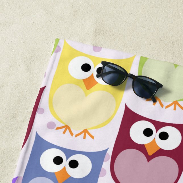 Serviette De Plage Chouettes mignonnes, Chouette Motif, Chouettes pou (En situation)