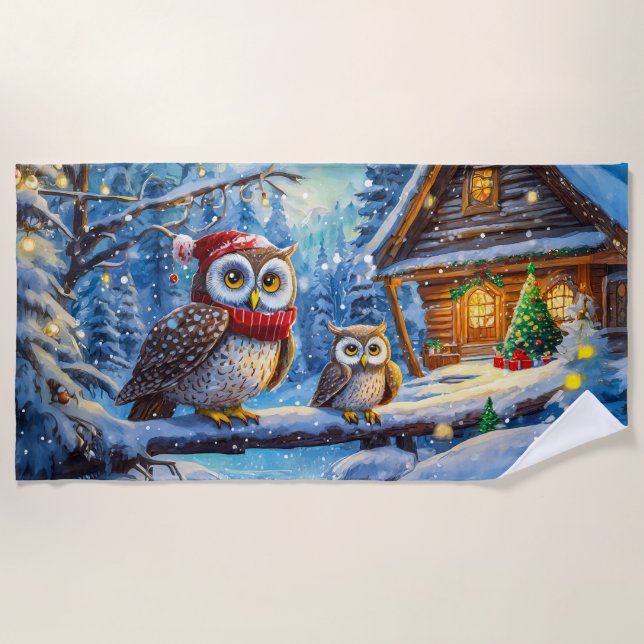 Serviette De Plage Chouettes Pour Les Vacances Design Par Rich AMeN G (Devant)