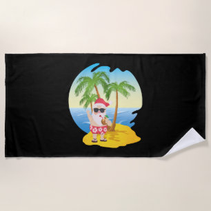 Serviette De Plage Christmas Tropical Beach Funny Santa Claus