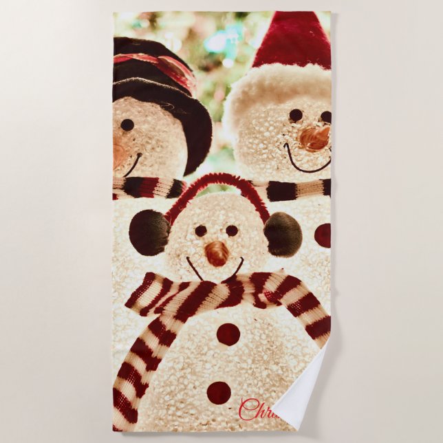 Serviette De Plage Christmas Vibes Snowman Celebration (Devant)