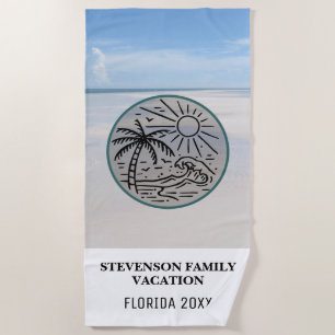 Serviette De Plage Ciel de sable de palmier de vacances de famille de