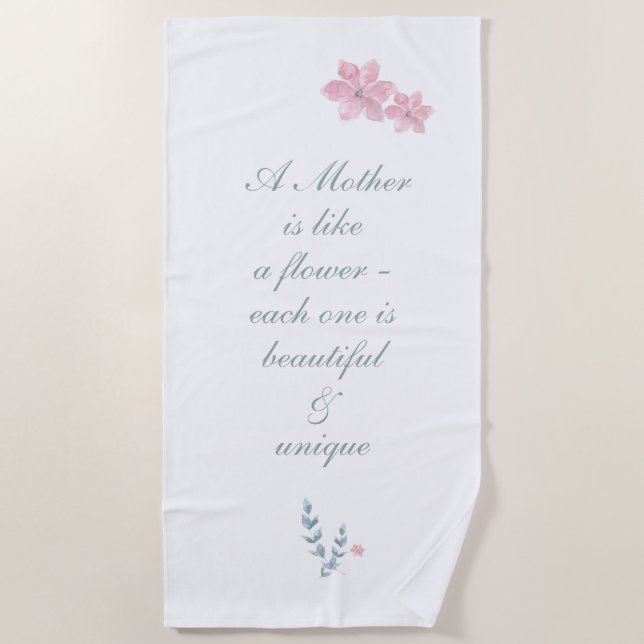 Serviette De Plage Citation simple florale belle mère (Devant)
