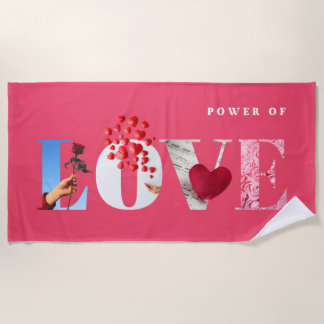Serviette De Plage Citation sur le Pouvoir de l'Amour Romantique Rose