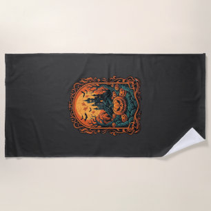 Serviette De Plage Citrouille d'Halloween Maison Hantée Pleine Lune C