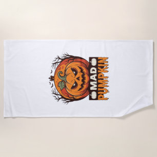 Serviette De Plage Citrouille Folle Halloween Dessin de Gravure Vinta