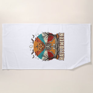 Serviette De Plage Citrouille squelette méditant Halloween Soleil Rét