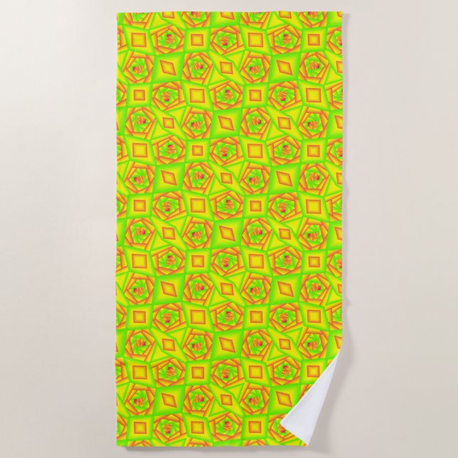 Serviette De Plage Citrus vert orange jaune ombre abstrait Conception (Devant)