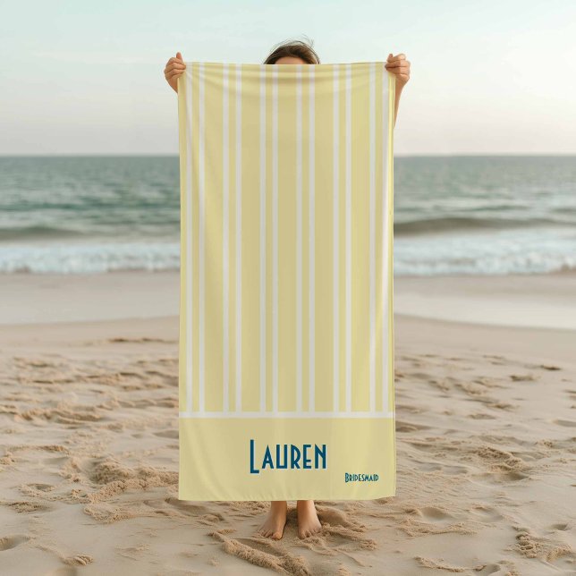 Serviette De Plage City Chic Jeune Femme D'Accueil À Rayures Jaunes (Créateur téléchargé)