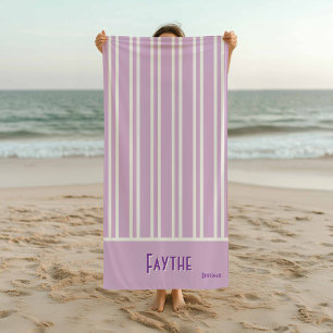 Serviette De Plage City Chic Purple Bridesmaitres rayées