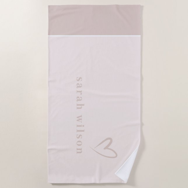 Serviette De Plage Clair Élégant Minimal Simple Clush Pink Heart  (Devant)