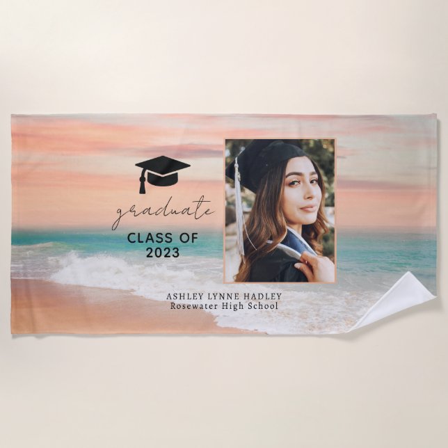 Serviette De Plage Classe De 2023 Graduation Photo (Devant)