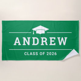 Serviette De Plage Classe de 2023 Green Custom Graduate Name