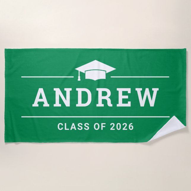 Serviette De Plage Classe de 2023 Green Custom Graduate Name (Devant)
