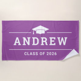 Serviette De Plage Classe de 2023 Purple Personnalisé Nom du diplômé