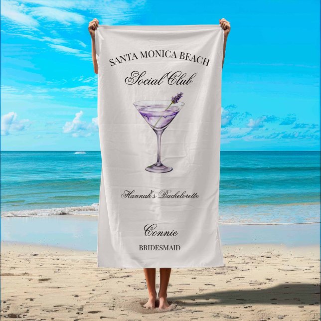 Serviette De Plage Club Social Cocktail Lavande Filles Voyage de Bach (Créateur téléchargé)