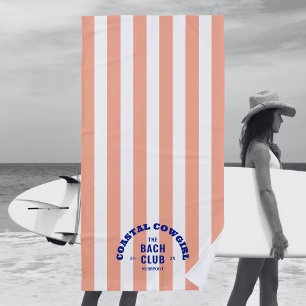 Serviette De Plage Coastal Cowgirl The Bach Club Pink Cabana Stripe
