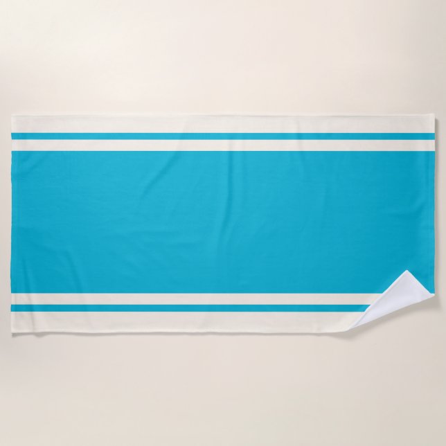 Serviette De Plage Coastal Stripe Beach Towel - Turquoise & Cream (Devant)