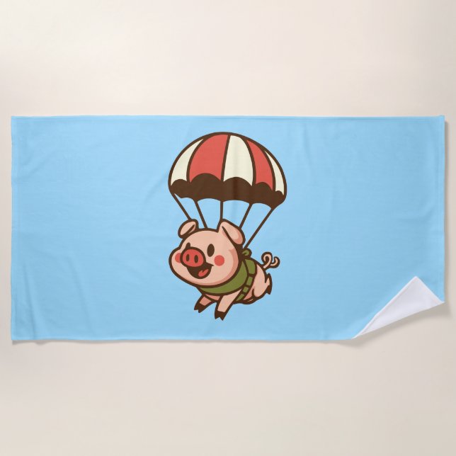 Serviette De Plage Cochon de parachutisme (Devant)