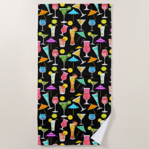 Serviette De Plage Cocktail Happy Hour Fête Motif