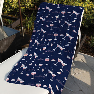 Serviette De Plage Cocktails, verres et tranches de citron Marine
