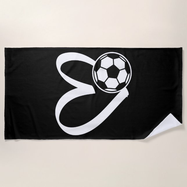 Serviette De Plage Coeur de balle de football (Devant)